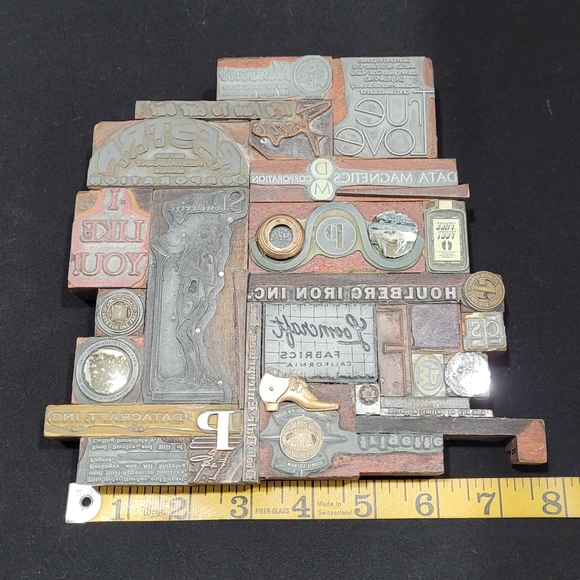 OOAK Steampunk-esque Vintage Letterpress Block Wall Art - Picture 4 of 11